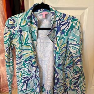 Lilly Pulitzer Zip-Up Popover in Aqua, Teal & Green